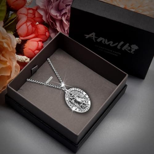 Saint Christopher Necklace - Blessing for Safety & Protection, Gift for Men, Women, Family