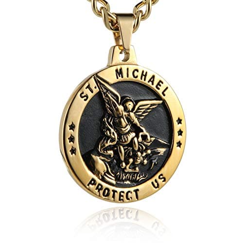 Stainless Steel Archangel St Michael Medal Pendant Necklace
