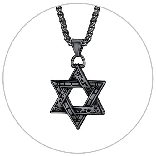 Star of David Necklace for Men and Women - Gold/Stainless Steel Hexagon Pendant