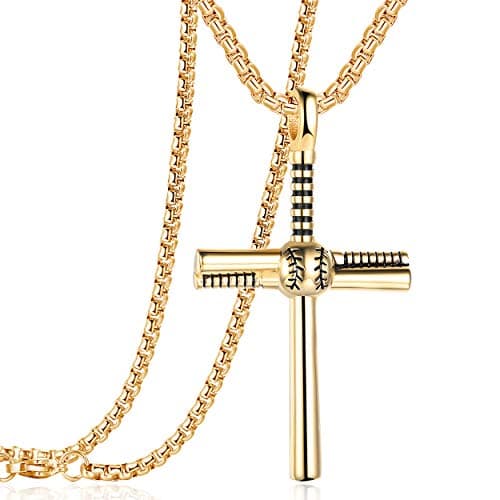 Rehoboth Baseball Bat Cross Pendant Necklace for Men and Women