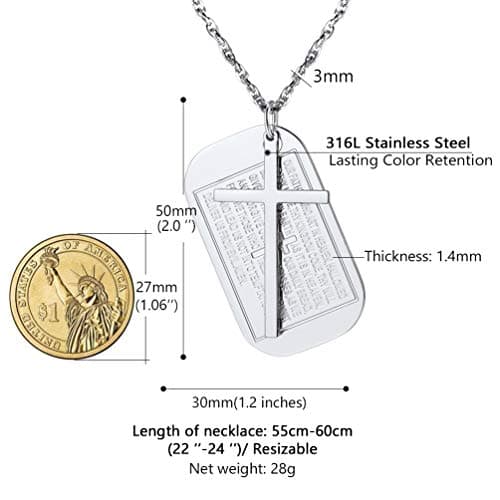PROSTEEL Stainless Steel Cross Jewelry Dog Tags Pendant