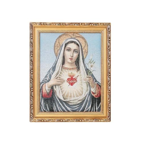 HZMAN Virgin Mary Retro Handmade Wall Art - Sacred Heart Picture Frame for Living Room/Bedroom (10x8 inch)