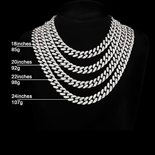 Men's Gold & Silver Plated Cuban Link Miami Necklace, 18-24 Inch Diamond Chain