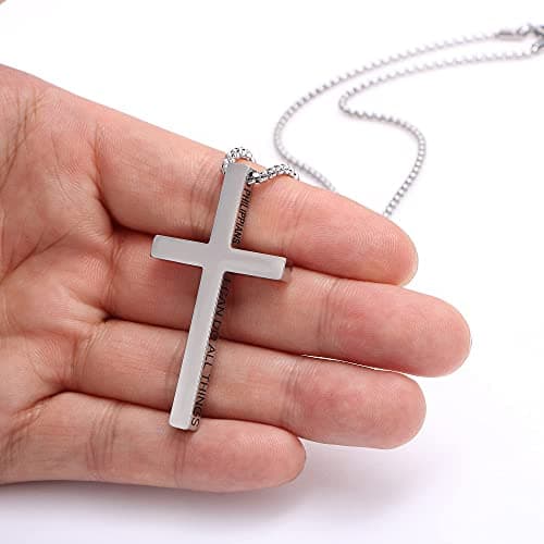 Christian Cross Necklace for Men Gold Silver Black Gifts