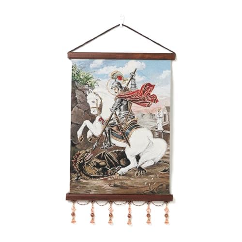 HZMAN Virgin Mary Retro Wall Art - Handmade Picture of Our Lady Guadalupe for Living Room or Bedroom, Framed 17x12 Inch