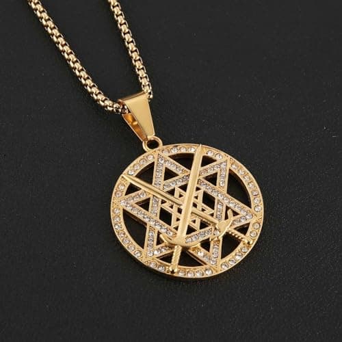 Men's Stainless Steel Seal of Solomon Hexagram Necklace