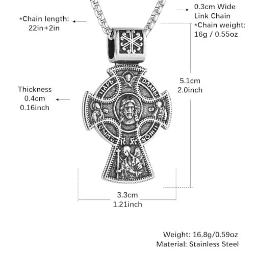 HZMAN Russian Orthodox Cross Necklace for Men - Christian Religious Pendant Gift