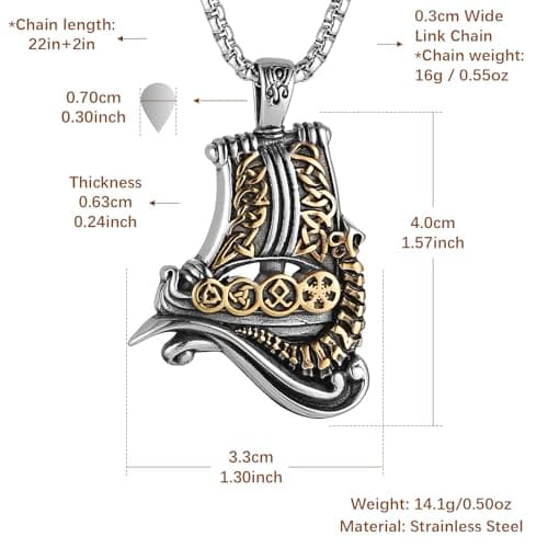 HZMAN Norse Viking Ship Sailing Necklace for Men
