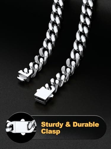 Black 14K Gold-Plated U7 Stainless Steel Cuban Chain, 5mm-12mm, 18-30 inches