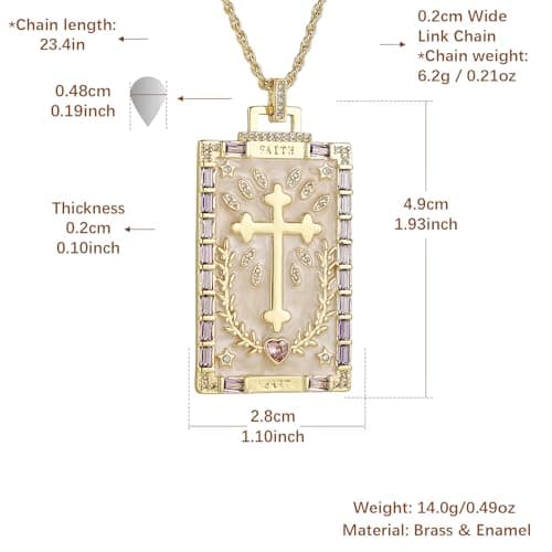 HZMAN Dainty 18K Gold Plated Square Enamel Cross Necklace Jewelry Gift
