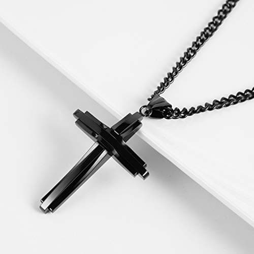Stainless Steel Silver Cross Pendant Necklace with Chain