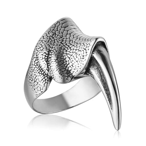 HZMAN Men's Stainless Steel Dragon Claw Gothic Punk Claw Ring Halloween Jewelry Gift