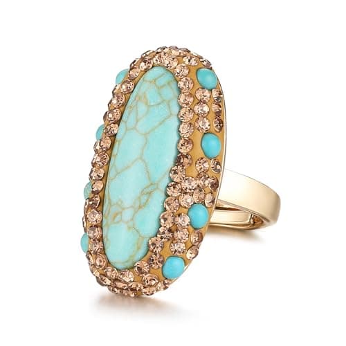 HZMAN Turquoise Ring for Women Bohemian Jewelry Gift