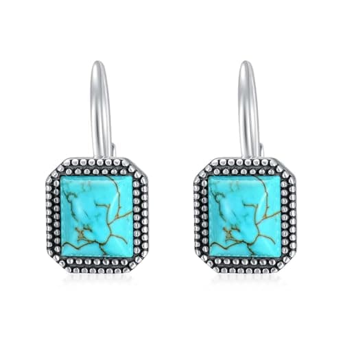 Lvoryance Genuine 10-11mm Green Turquoise Leverback Earrings