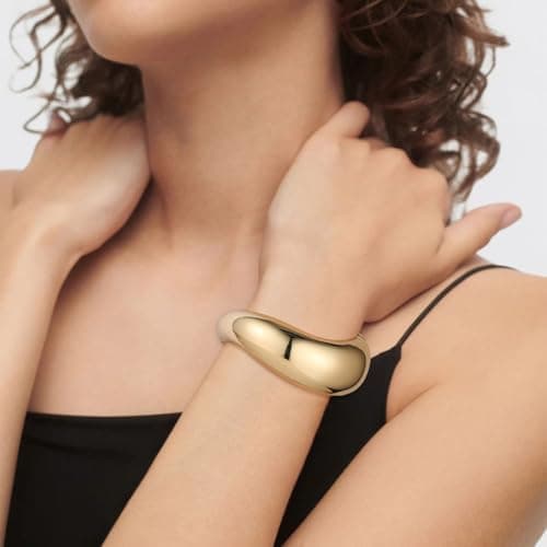 HZMAN Chunky Thick Wide Irregular Open Hinge Bracelet for Women Jewelry Gift
