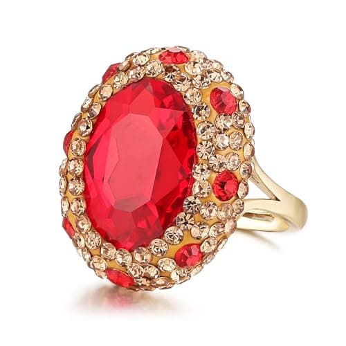 HZMAN Retro Antique Rhinestone Ring for Women Gold Plated Cubic Zirconia Jewelry Gift