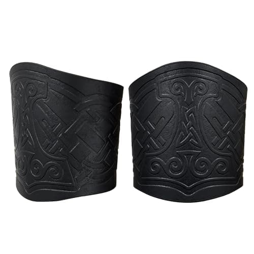 HiiFeuer 2 PCS Viking Embossed Faux Leather Cuff Bracelet