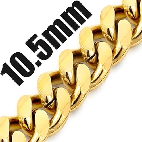 Fiusem Men's 14K Gold Plated Stainless Steel Chain Necklace, Silver Tone/Black, 16-28 Inches