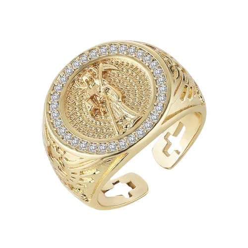 HZMAN Grim Reaper Ring - Retro Gothic 14K Gold Plated Jewelry for Men & Women