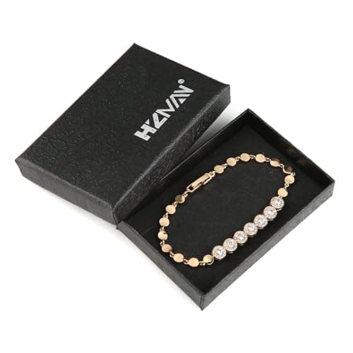 HZMAN Rose Gold Plated Brass Link Chain Zirconia Bracelet for Women