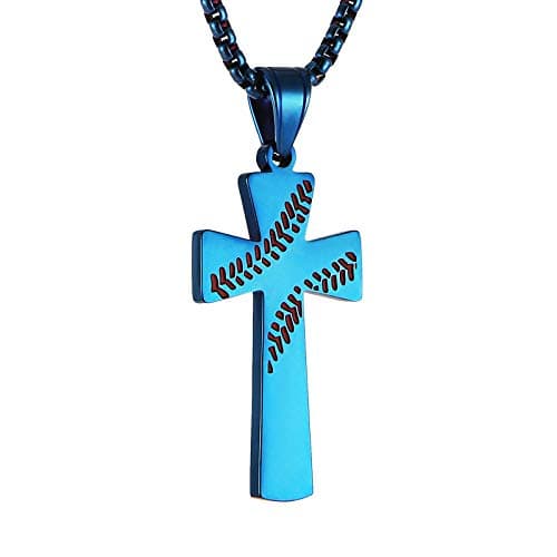 Baseball Cross Necklace for Son: Christmas Birthday Gift from Mom Dad
