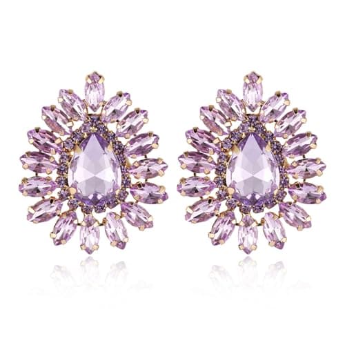 HZMAN Crystal Bridal Flower Stud Earring for Women Wedding Jewelry