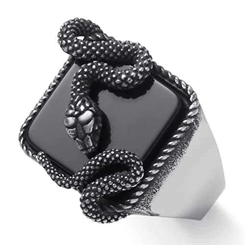 Stainless Steel Gothic Punk Snake Ring for Men Size 8-13