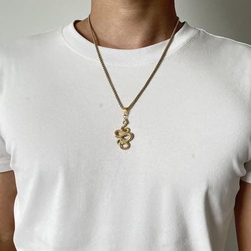 VJOSA Gold Plated Stainless Steel Animal Snake Pendant Necklace