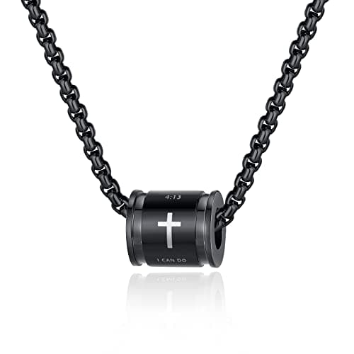 JAYUMO Men's Stainless Steel Cross Necklace with Lord's Prayer Pendant 20" Chain