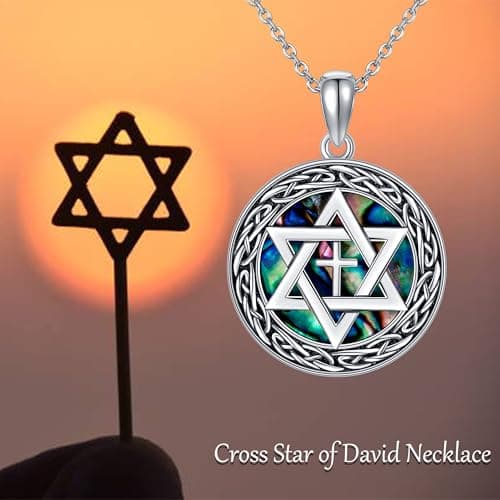 YFN Sterling Silver Celtic Cross & Star of David Pendant Jewelry for Women