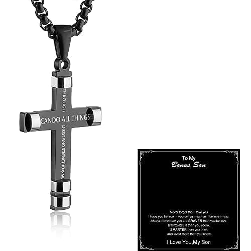 Philippians 4:13 Cross Pendant Stainless Steel Necklace - 3 Colors