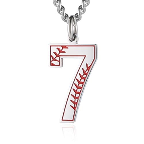 HZMAN Baseball Initial Pendant Necklace with Stainless Steel Charms