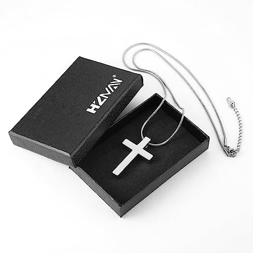 HZMAN Cross Pendant Stainless Steel Necklace with Philippians 4:13 Bible Verse