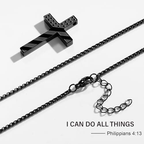 Stainless Steel Cross Necklace for Men Boys Graduation Gifts
