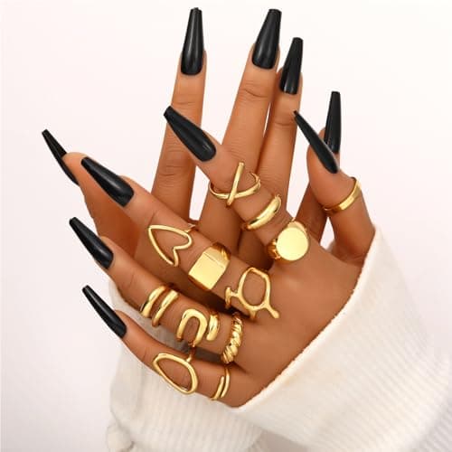 FAXHION 18K Gold Plated Stackable Knuckle Rings Set for Women
