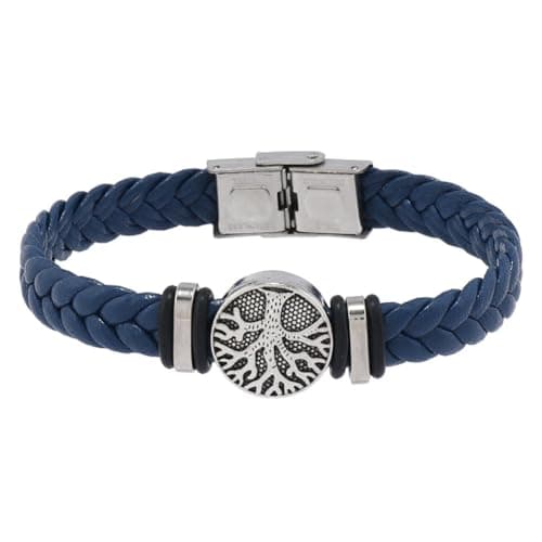 Family Tree of Life Braided Leather Cuff Bracelet for Men and Women