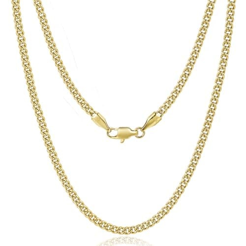 CG&KYGG 14K Gold Plated 3mm Cuban Chain Necklace for All, Stylish Gift