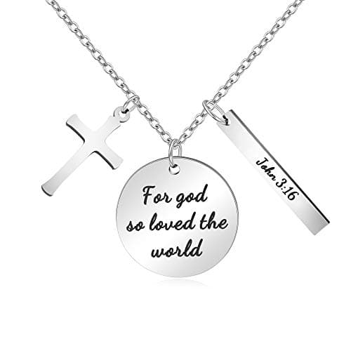 Christian Bible Verse Cross Pendant Necklace for Women - Faith Prayer Charm Jewelry for Birthday and Christmas