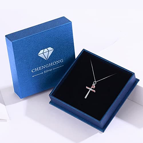 Chenghong Sterling Silver Baseball Cross Pendant Necklace for Men & Women