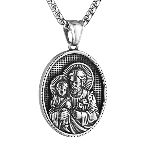 HZMAN Stainless Steel Religious Christian Amulet Pendant Necklace