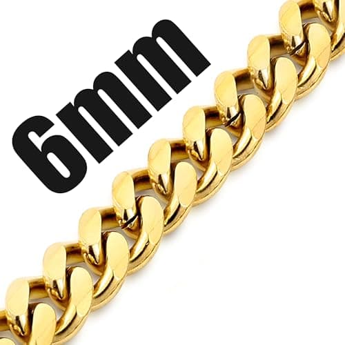 Fiusem Men's 14K Gold Plated Stainless Steel Chain Necklace, Silver Tone/Black, 16-28 Inches