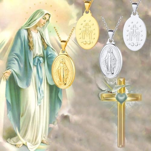 Nofade Silver Virgin Mary Pendant Necklace 925 Sterling Religious Jewelry for Women Men