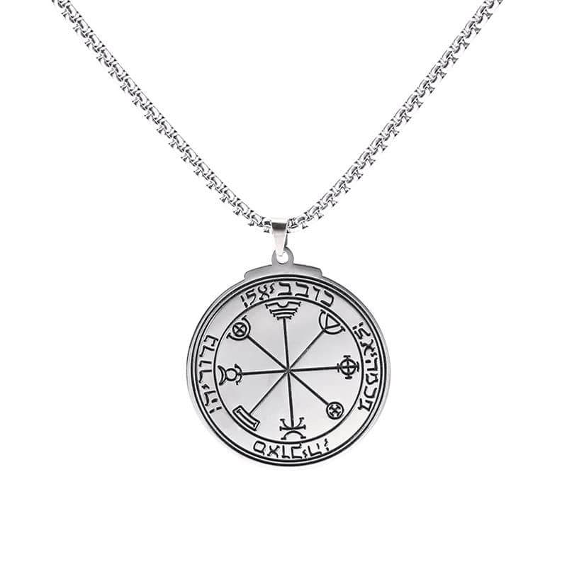 TEAMER Gold Stainless Steel Key of Solomon Pendant Necklace - Wiccan Talisman Jewelry for Men and Women