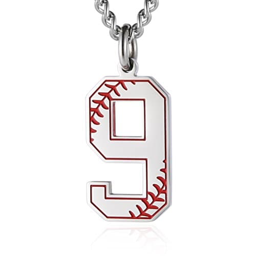 HZMAN Baseball Initial Pendant Necklace with Stainless Steel Charms