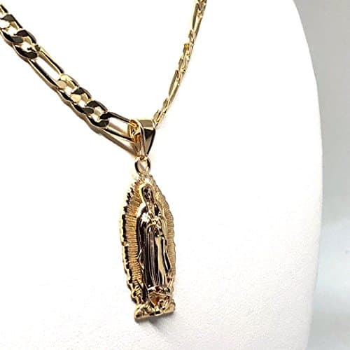 Fran & Co. Gold Plated Virgin Mary Figaro Necklace 26"