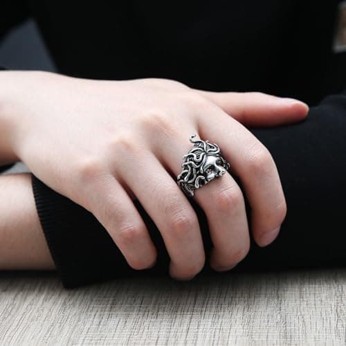 HZMAN Stainless Steel Medusa Snake Ring