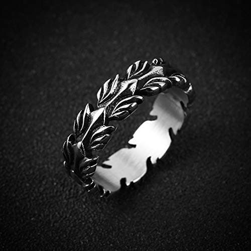 HZMAN Vintage Olive Branch Ring Stainless Steel for Men and Women Size 7-12
