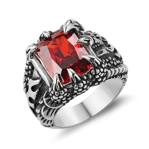 HZMAN Men's Gothic Devil's Eye Demon Claw Ring for Punk Halloween