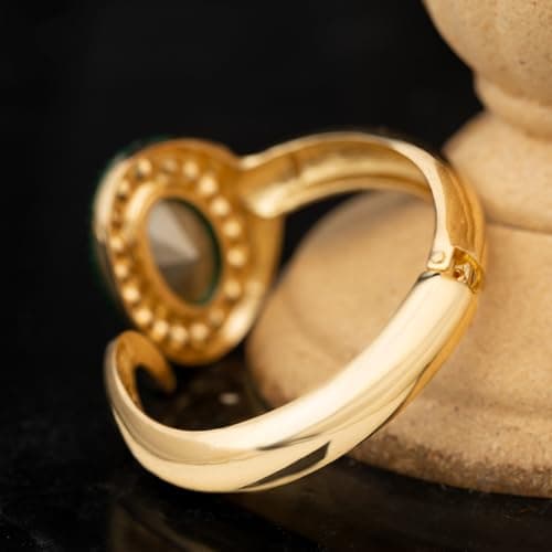 HZMAN 18K Gold Plated Crystal Cuff Bracelet for Women