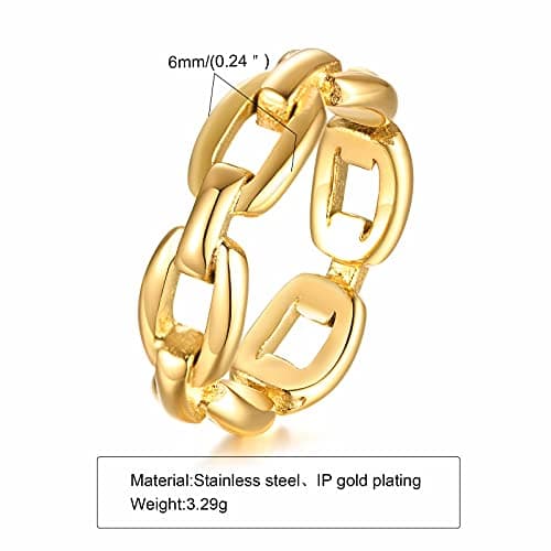 VNOX 18K Gold Plated Silver Stainless Steel Cufflink Ring for Women